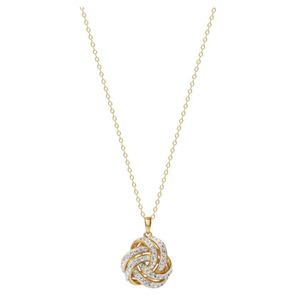 Brilliance Fine Women'S Love Knot 18K Gold Crystal Pendant and Earring Set